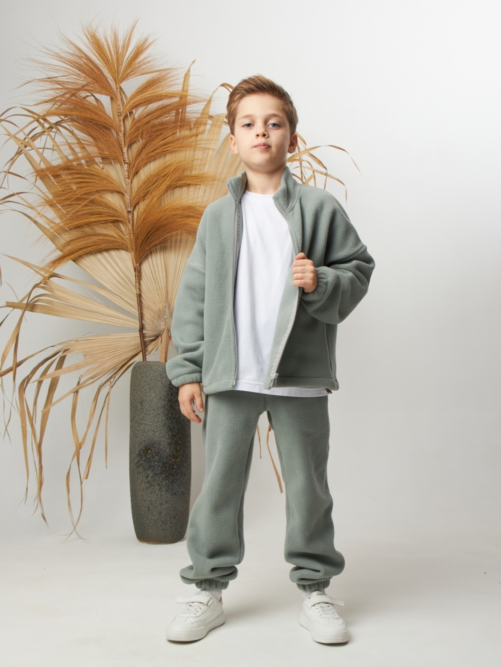 331. Костюм детский (Брюки+Толстовка), оливковый, 100% полиэстер, р. 98,104,110,116