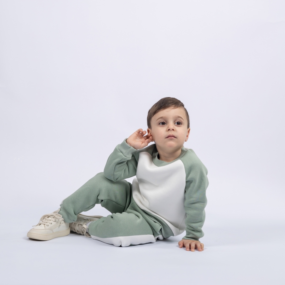 314-ОЛ. Свитшот + Штаны, олива, хлопок 65%, 35% ПЭ, 3-х нитка (начес) 80,86,92,98,104