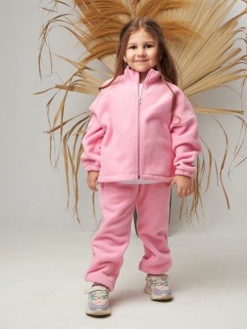 Купить оптом 331. Костюм детский (Брюки+Толстовка), розовый, 100% полиэстер, р. 122,128,134,140 в Астрахани