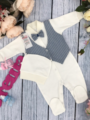 Купить оптом 224-Г. Комбинезон, хлопок 100% интерлок, "Жилет новый" голубая полоса в Астрахани