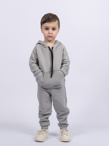 311-ГР. Свитшот с капюшоном + Штаны, хлопок 65%, 35% ПЭ, 3-х нитка ( без начеса) графит 80,86,92